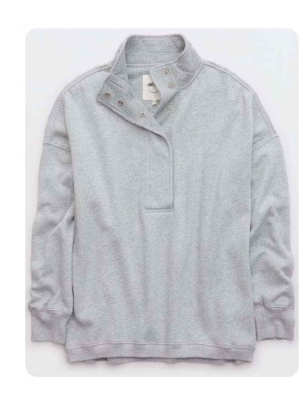 aerie Heather Gray Quarter-Snap Pullover Sweatshirt